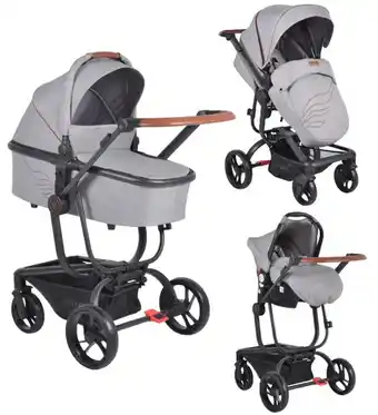 MamaLoes Babysjop Cangaroo ellada grey 3-in-1 kinderwagen incl. autostoel aanbieding