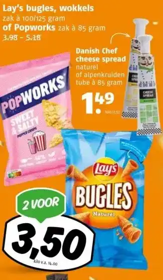 Poiesz Lay's bugles, wokkels zak à 100/125 gram aanbieding