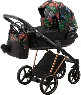 MamaLoes Babysjop Adamex porto flowers special edition black/rose 2-in-1 kinderwagen fl-8 aanbieding