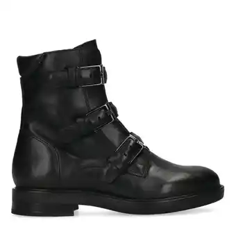 Manfield Manfield zwarte leren buckle boots aanbieding