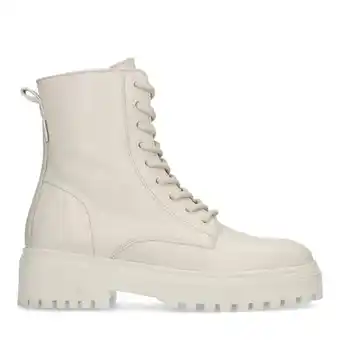 Manfield Manfield off white leren veterboots aanbieding