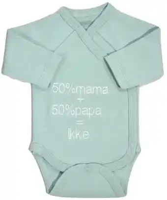 MamaLoes Babysjop Petit villain 50% mama + 50% papa = ikke maat 56 groen romper aanbieding