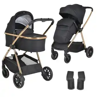 MamaLoes Babysjop Cangaroo hydra black 2-in-1 kinderwagen incl. adapter aanbieding