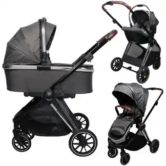 MamaLoes Babysjop Ding fenix grey/silver 3-in-1 combi kinderwagen incl. autostoel aanbieding