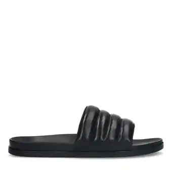 Manfield Manfield zwarte leren sandalen aanbieding