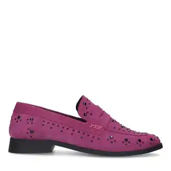 Manfield Manfield roze suède loafers met zwarte studs aanbieding