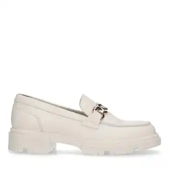 Manfield Manfield off white leren loafers met goudkleurige chain aanbieding