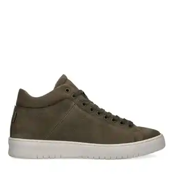 Manfield Manfield donkergroene leren sneakers aanbieding