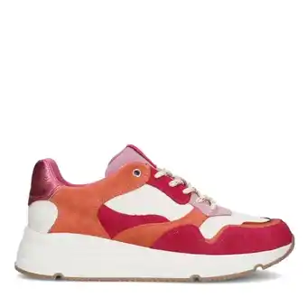 Manfield Manfield roze leren sneakers met suède details aanbieding