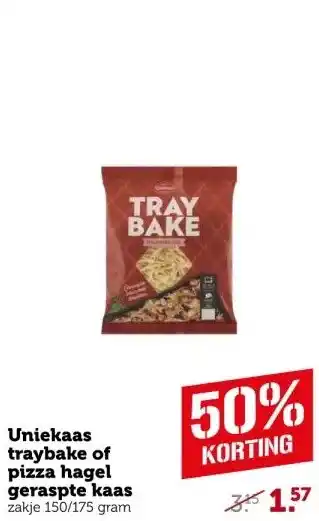 Coop Uniekaas traybake of pizza hagel geraspte kaas aanbieding