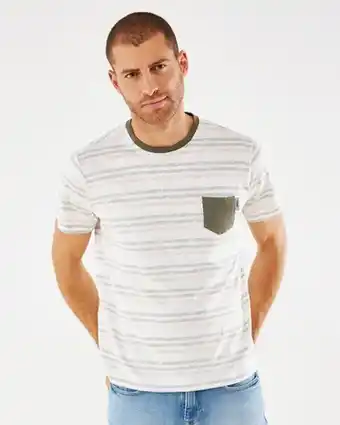 Mexx Mexx printed stripe t-shirt army green aanbieding