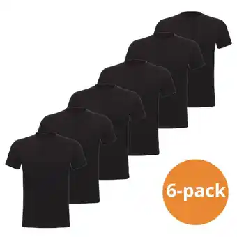 Modemania Cavello basic t-shirts zwart ronde hals 6-pack-m aanbieding