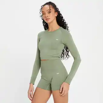 Myprotein Mp shape naadloze croptop met lange mouwen voor dames - verwassen jadegroen - s aanbieding