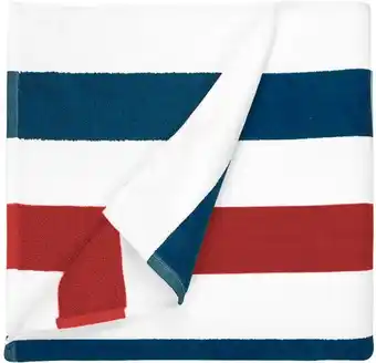 Modemania The one towelling strandhanddoek 90 x 190 cm stripe navy blue/red aanbieding