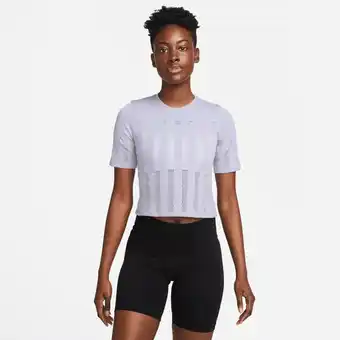 Nike Nike yoga dri-fit adv luxe croptop met korte mouwen voor dames - paars aanbieding