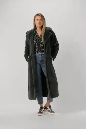 Omoda Notre-v dames jassen fur long coat - donkergroen aanbieding