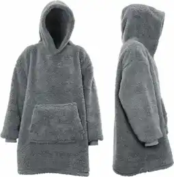 Intratuin Unique living hoodie met capuchon teddy donkergrijs onesize aanbieding
