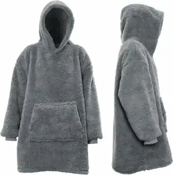 Intratuin Unique living hoodie met capuchon teddy donkergrijs onesize aanbieding