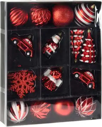 Intratuin Kerst ornament set ronda kerstfiguren rood 32 x 8 x 38 cm 20 stuks aanbieding