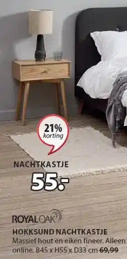 Jysk Royal oak hokksund nachtkastje aanbieding