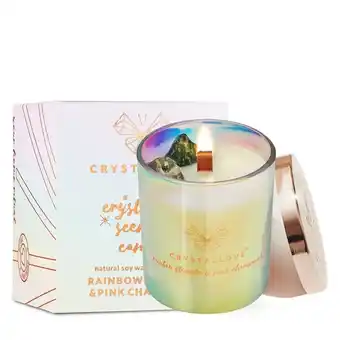 Douglas Crystallove rainbow fluorite soy candle & champagne aanbieding