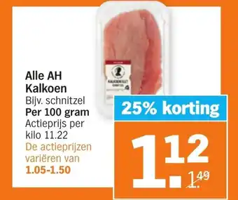 Albert Heijn Alle AH kalkoen 100g aanbieding