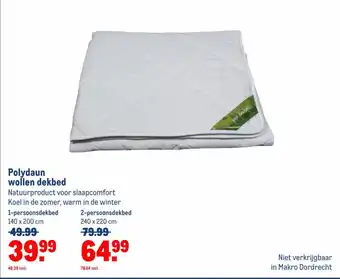 Makro Polydaun wollen dekbed 1-persoonsdekbed 140 x 200 cm aanbieding