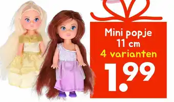 Wibra Mini popje 11 cm 4 varianten aanbieding