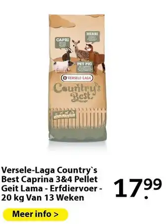 Boerenbond Versele-Laga Country`s Best Caprina 3&4 Pellet Geit Lama - Erfdiervoer - 20 kg Van 13 Weken aanbieding