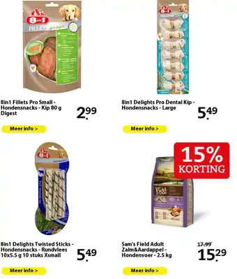 Pets Place 8in1 Delights Twisted Sticks - Hondensnacks - Rundvlees 10x5.5 g 10 stuks Xsmall aanbieding