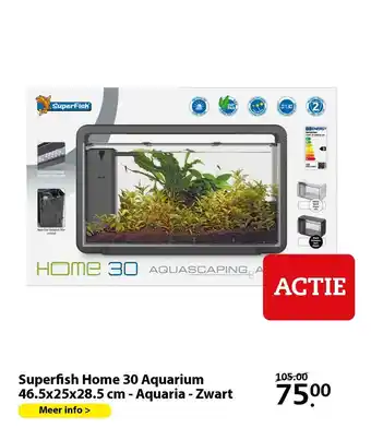 Pets Place Superfish Home 30 Aquarium 46.5x25x28.5 cm - Aquaria - Zwart aanbieding