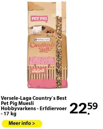 Pets Place Versele-Laga Country`s Best Pet Pig Muesli Hobbyvarkens - Erfdiervoer - 17 kg aanbieding