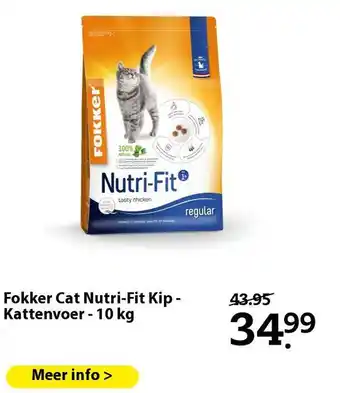 Pets Place Fokker Cat Nutri-Fit Kip - Kattenvoer - 10 kg aanbieding