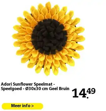 Pets Place Adori Sunflower Speelmat - Speelgoed - Ø30x30 cm Geel Bruin aanbieding