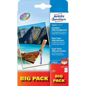 Conrad Avery-zweckform superior photo paper inkjet big pack c2549-100 fotopapier 10 x 15 cm 200 g/m² 100 vellen hoogglans aanbieding