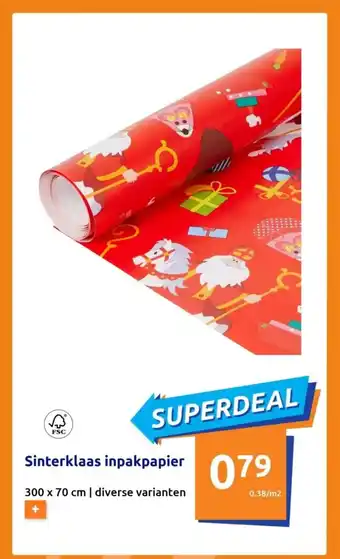 Action Sinterklaas inpakpapier 300 x 70 cm | diverse varianten aanbieding