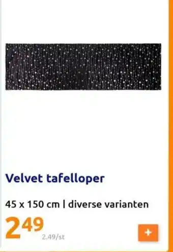 Action Velvet tafelloper 45 x 150 cm | diverse varianten aanbieding