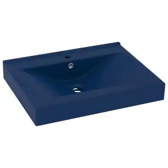 fonQ Vidaxl wastafel met kraangat 60x46 cm keramiek mat donkerblauw aanbieding
