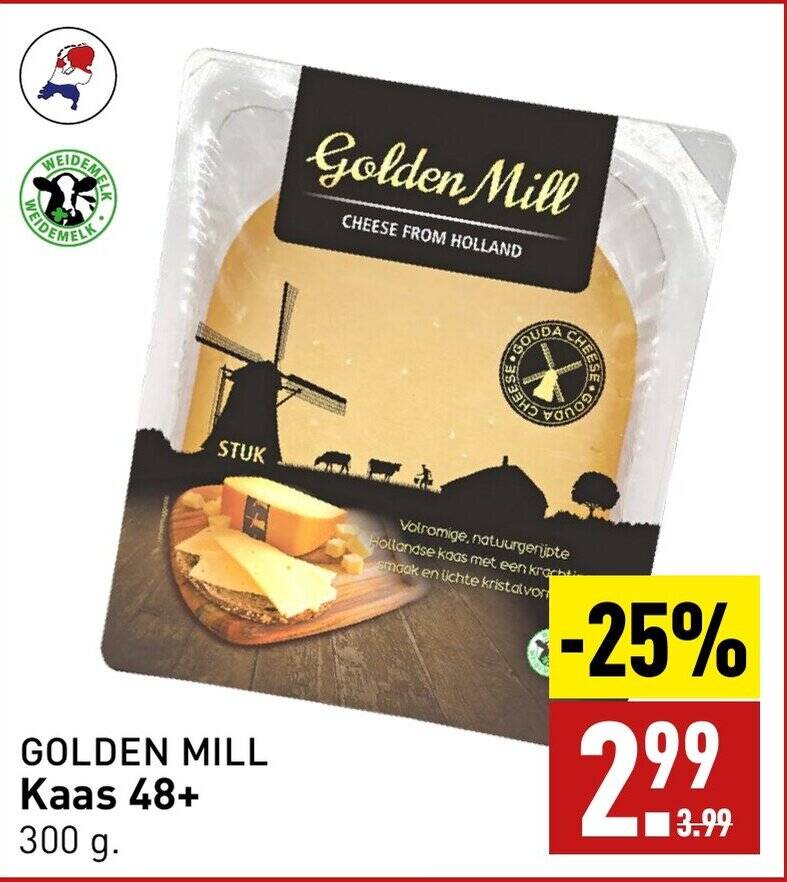 GOLDEN MILL Kaas 48+ 300 g aanbieding bij ALDI