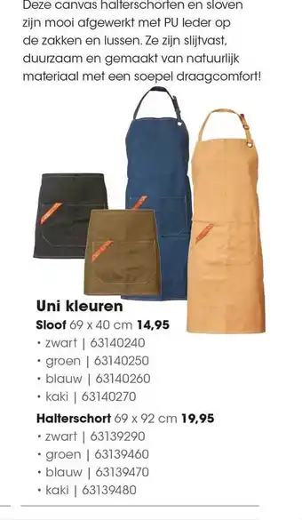 HANOS Uni Kleuren Sloof 69 X 40 Cm Of Halterschort 69 X 92 Cm aanbieding