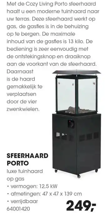 HANOS Sfeerhaard Porto 47x47x139cm aanbieding