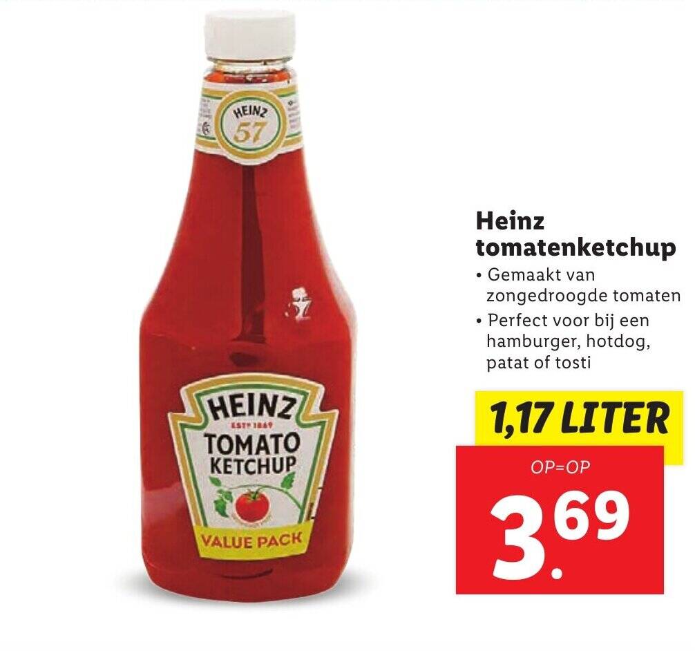 Heinz tomatenketchup 1.17liter aanbieding bij Lidl
