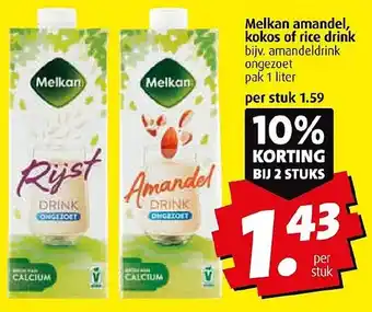 Boni Melkan amandel, kokos of rice drink aanbieding