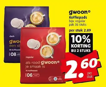 Boni Gwoon koffiepads aanbieding