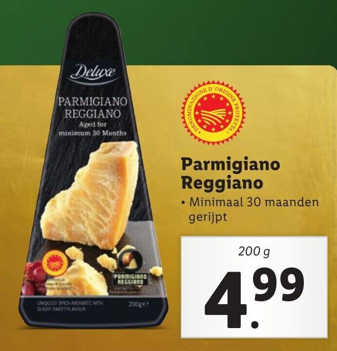 Parmigiano Reggiano 200g aanbieding bij Lidl