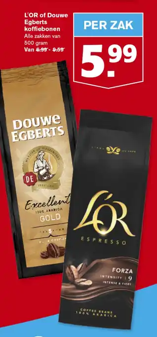 Hoogvliet L'OR of Douwe Egberts koffiebonen aanbieding