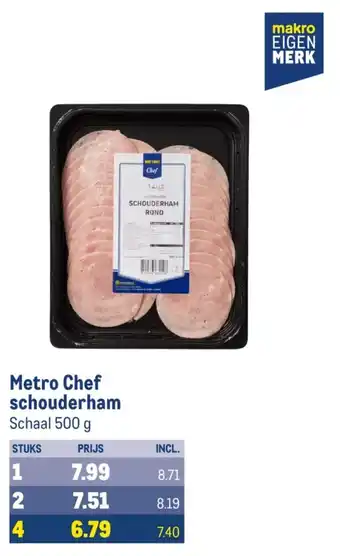 Makro Metro Chef schouderham 500g aanbieding