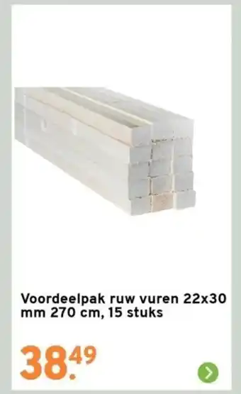 GAMMA Voordeelpak ruw vuren 22x30 mm 270 cm, 15 stuks aanbieding