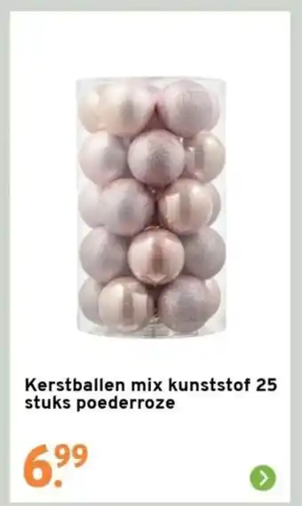 GAMMA Kerstballen mix kunststof 25 stuks poederroze aanbieding