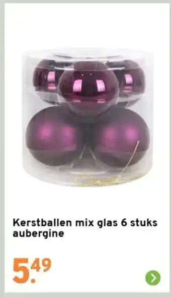 GAMMA Kerstballen mix glas 6 stuks aubergine aanbieding